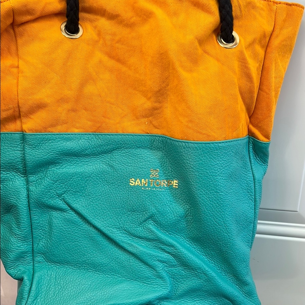 Santoni Vibrant Orange and Teal Bag